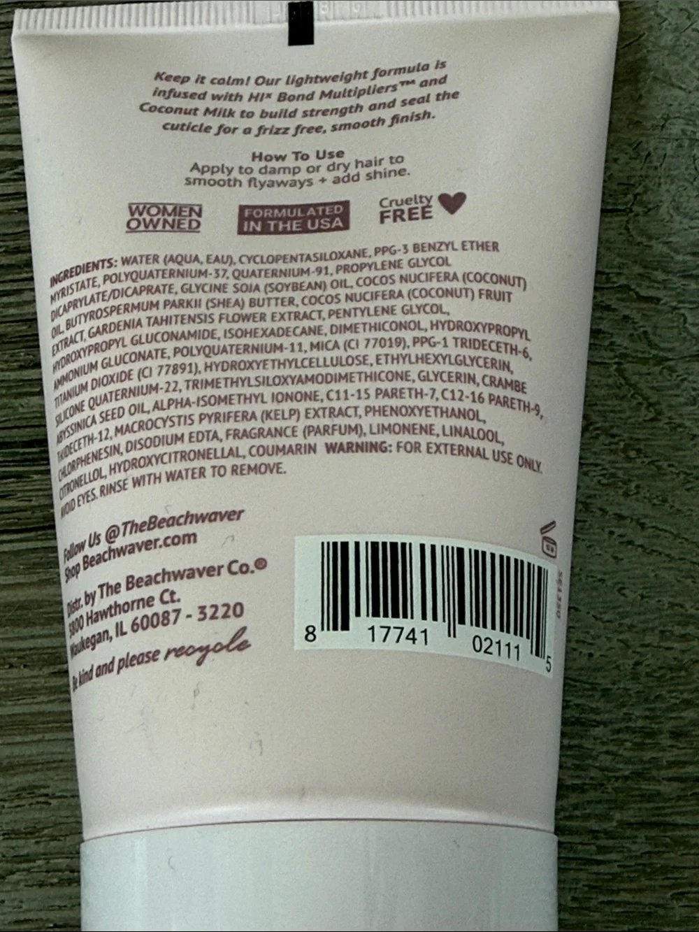 Beachwaver Co. Keep It Calm Tropical Scent Smoothing Cream Vegan Lightweight 3.8
